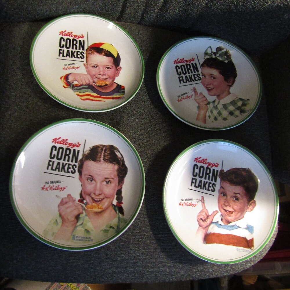 Brand New 2013 NORMAN ROCKWELL KELLOGG’S CORN FLAKES 4 COLLECTOR PLATES in Box